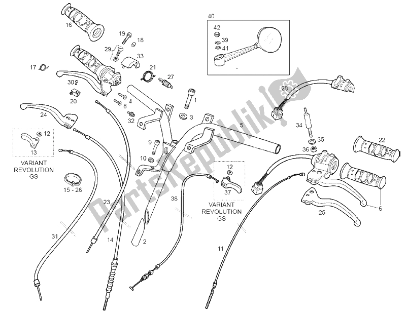 Toutes les pièces pour le Guidon - Commandes du Derbi Variant Revolution E1 50 2003