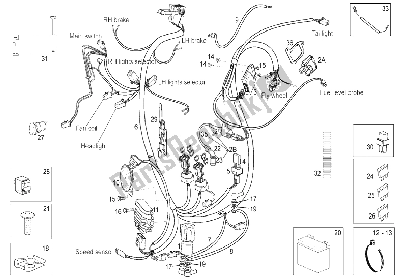 Todas las partes para Sistema Eléctrico de Derbi Rambla 125 CC 250 E3 2 VER 2008