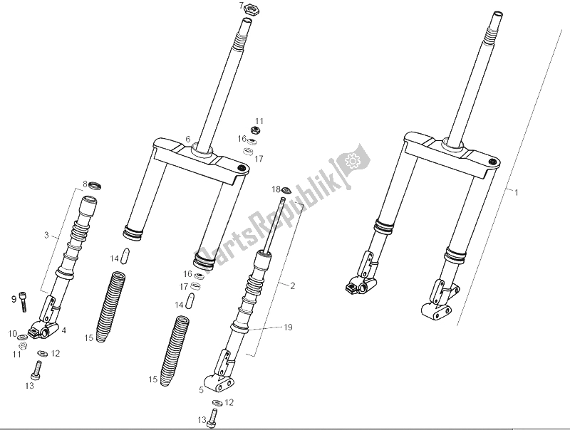 Todas las partes para Tenedor Frontal de Derbi GP Series 02 Export 50 2001