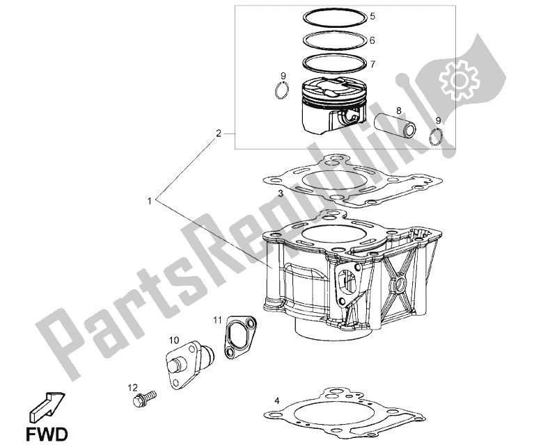 All parts for the Cylinder - Piston of the Derbi Cafe 125 E3 2008