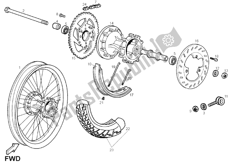 Toutes les pièces pour le Roue Arrière du Derbi Senda 50 SM X Trem 2T E2 2010