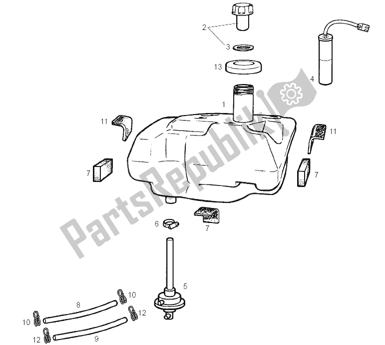 All parts for the Tank of the Derbi Atlantis 4T 50 CC E2 2007