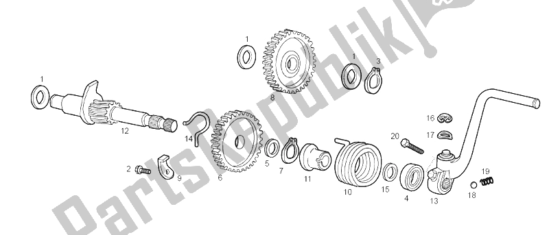 All parts for the Starter Assembly of the Derbi Senda 50 R Racer E1 2003