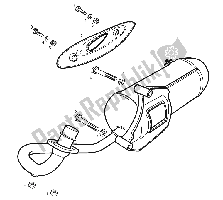 Todas las partes para Silenciador de Derbi Atlantis 4T 50 CC 100 E2 2004