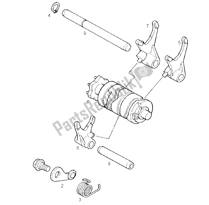 All parts for the Selector Shaft of the Derbi GPR 125 Racing R E2 2 Edicion 2004