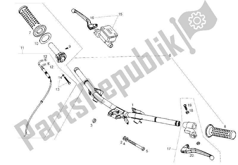 Toutes les pièces pour le Guidon du Derbi Boulevard 50 CC 4T E2 25 KMH 2009