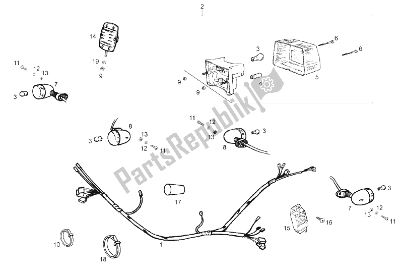 All parts for the Rear Lights of the Derbi Variant Courier E2 50 2007