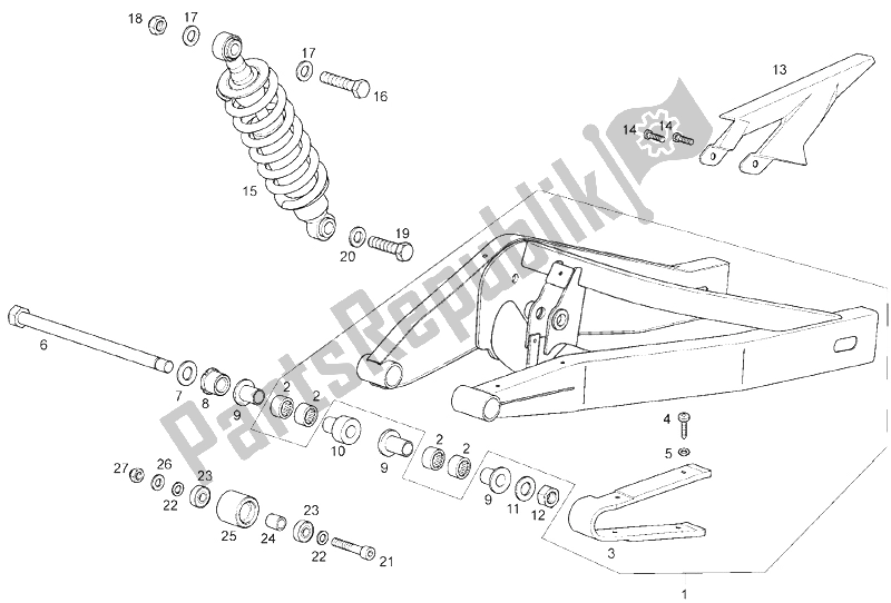 Todas las partes para Brazo Oscilante - Amortiguador de Derbi GPR 50 2T E2 CH 2010