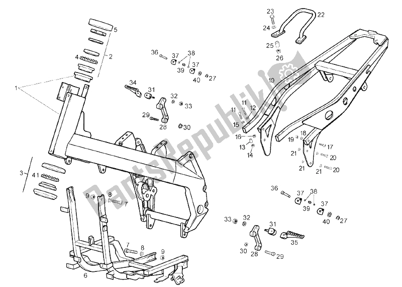 All parts for the Frame of the Derbi GP1 LOW Seat 125 CC E3 2 VER 2007