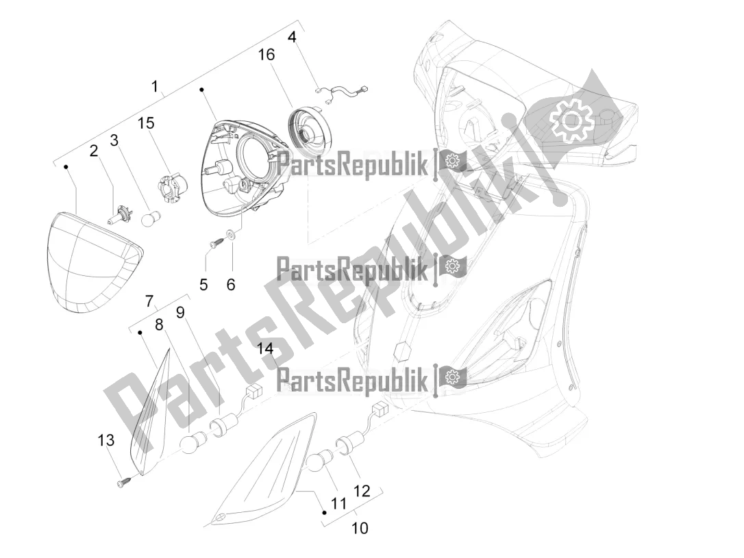 All parts for the Front Headlamps - Turn Signal Lamps of the Derbi Boulevard 150 4T 2016