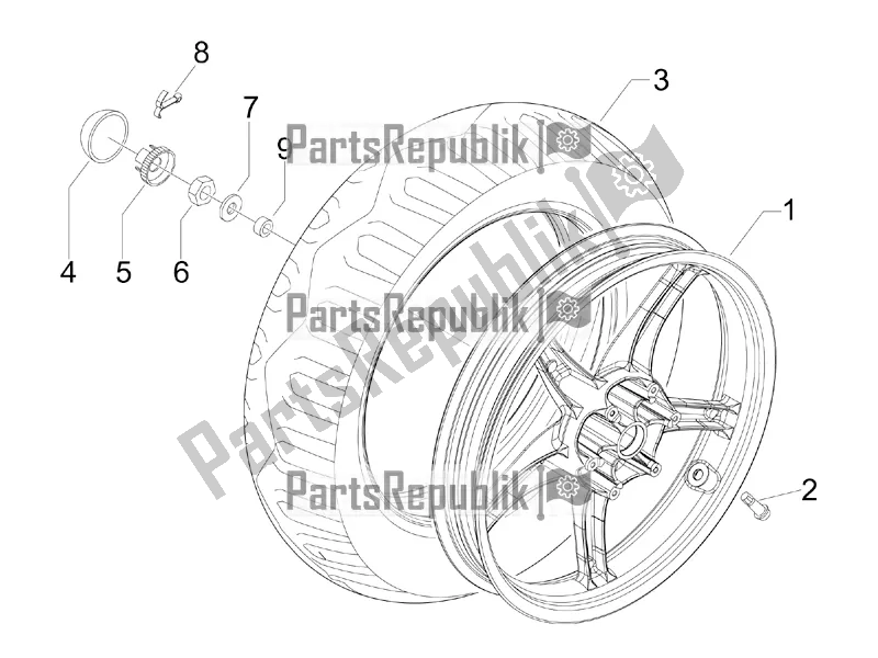 All parts for the Rear Wheel of the Derbi Boulevard 150 4T 2016