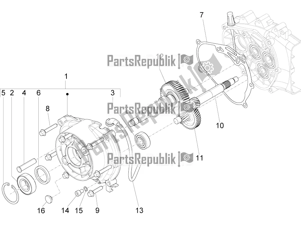 All parts for the Reduction Unit of the Derbi Boulevard 150 4T 2016