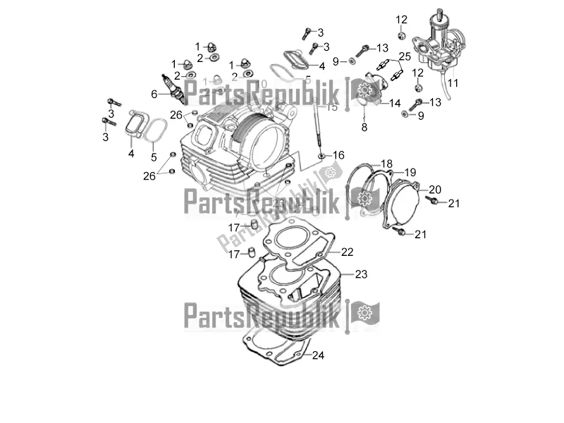 All parts for the Cylinder Head Assy/cylinder Assembly of the Derbi ETX 150 2017