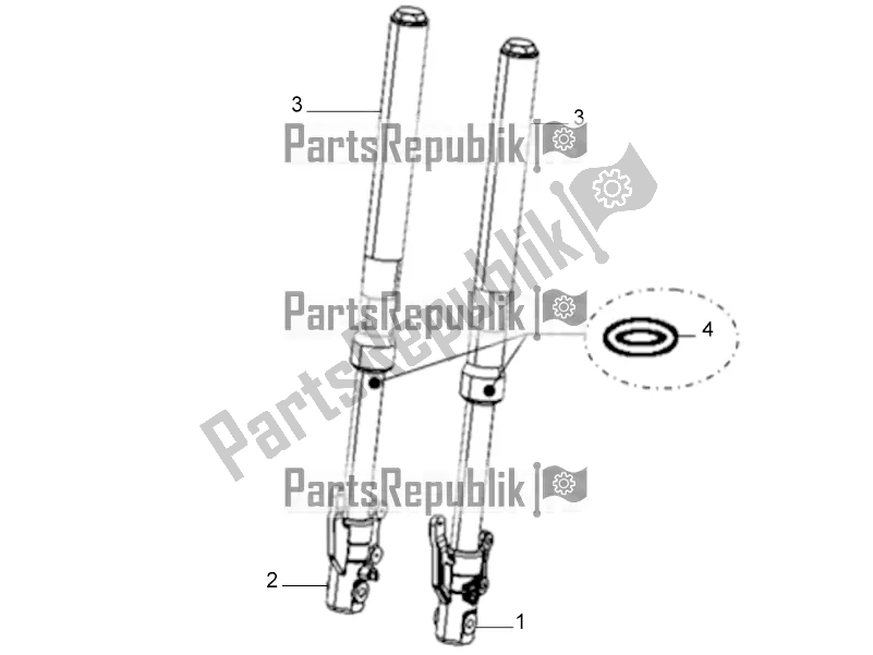 All parts for the Front Fork of the Derbi ETX 150 2018