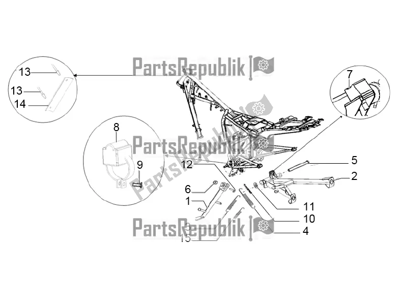 All parts for the Center Stand And Side Stand of the Derbi ETX 150 2019