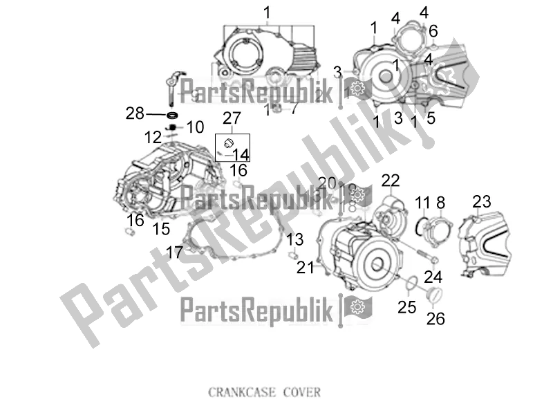 All parts for the Crankcase Cover of the Derbi ETX 150 2019