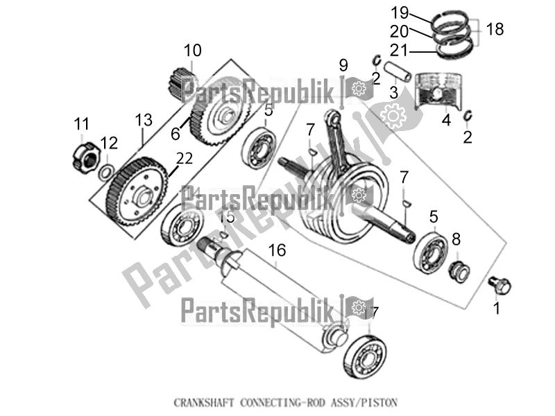 All parts for the Crankshaft Connecting-rod Assy/piston of the Derbi ETX 150 2019