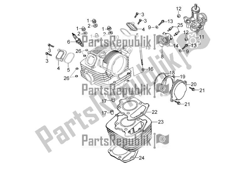 All parts for the Cylinder Head Assy/cylinder Assembly of the Derbi ETX 150 2019