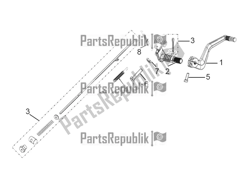 All parts for the Rear Brake Pedal Assembly of the Derbi ETX 150 2019