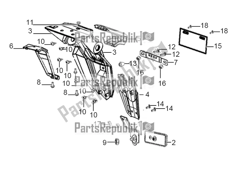 All parts for the Rear Cover of the Derbi ETX 150 2019