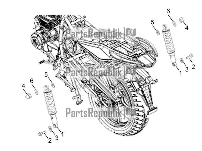 All parts for the Rear Shock Absorber of the Derbi ETX 150 2019