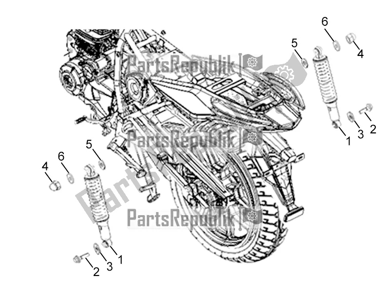 All parts for the Rear Shock Absorber of the Derbi ETX 150 2019