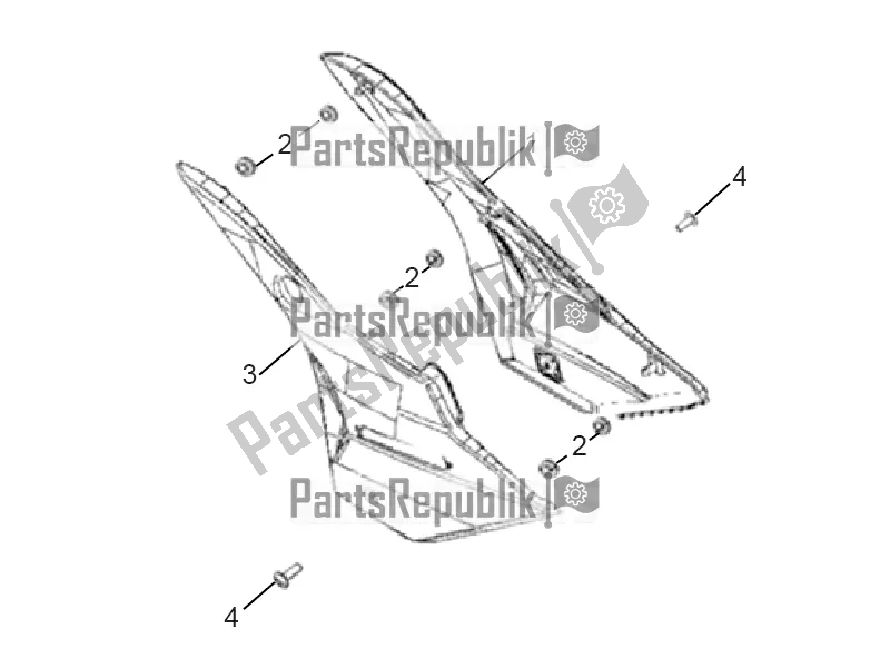 All parts for the Side Cover of the Derbi ETX 150 2019