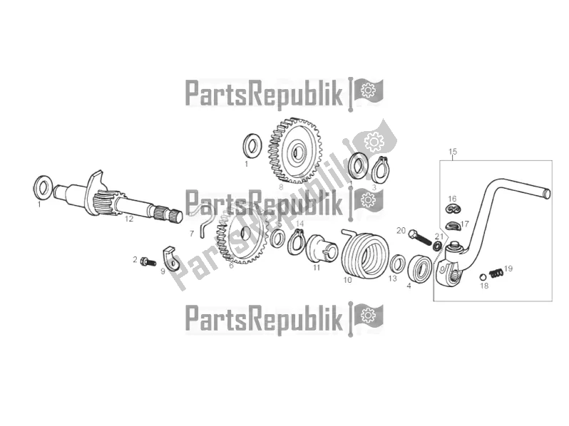 All parts for the Kick-start Shaft of the Derbi Senda R 50 DRD X-treme 2016