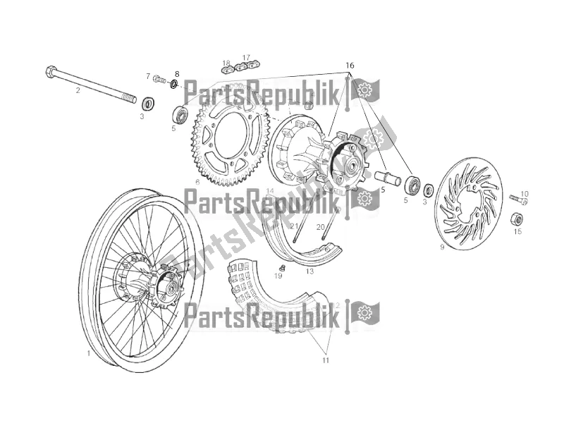 All parts for the Rear Wheel of the Derbi Senda R 50 DRD X-treme 2016