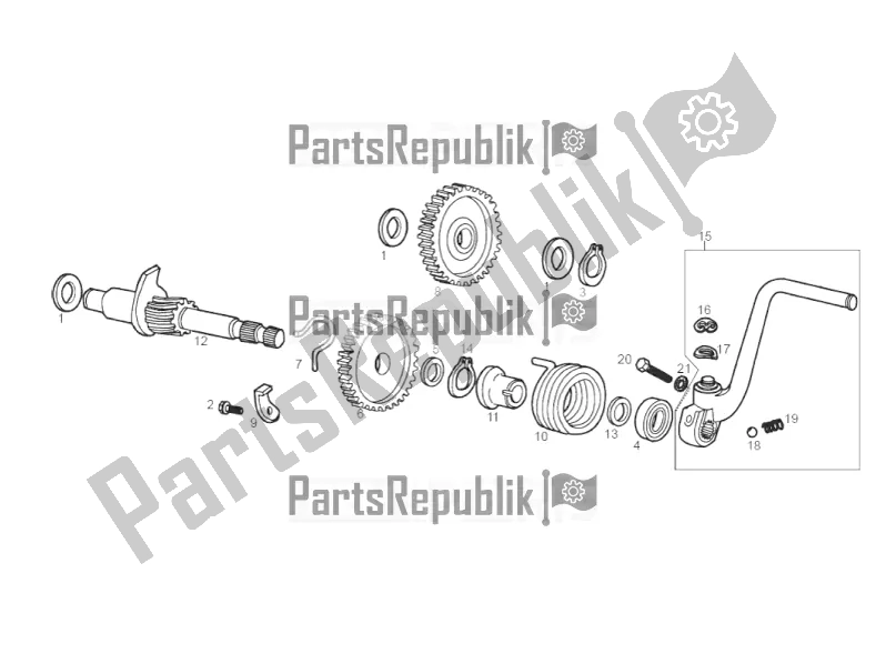 All parts for the Kick-start Shaft of the Derbi Senda R 50 DRD X-treme 2017