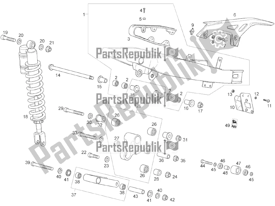 Toutes les pièces pour le Bras Oscillant - Amortisseur du Derbi Senda R-SM 125 DRD Motard 2016