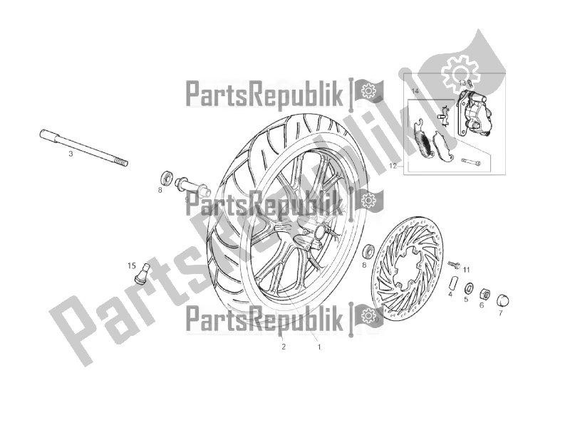 All parts for the Front Wheel of the Derbi Senda SM 50 DRD X-treme Limited Edition 2018