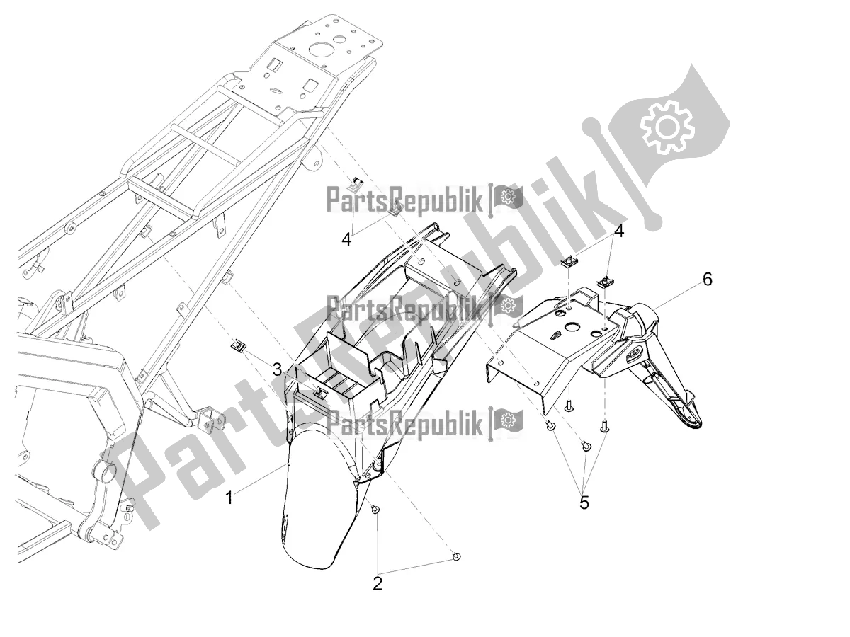 All parts for the Rear Mudguard of the Derbi Senda SM 50 Limited 2018