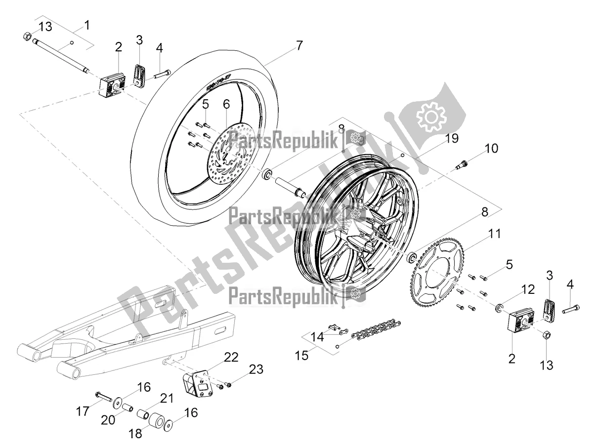 All parts for the Rear Wheel of the Derbi Senda SM 50 Limited 2020