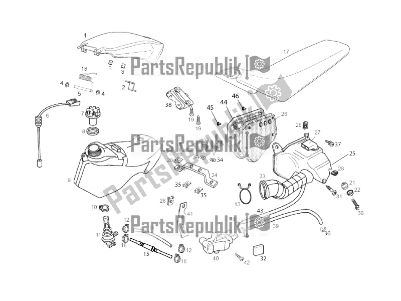Toutes les pièces pour le Réservoir - Boîte à Air - Selle du Derbi Senda SM DRD X-treme 0 2017