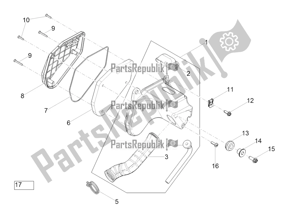 All parts for the Air Box of the Derbi Senda X-treme 50 R 2018