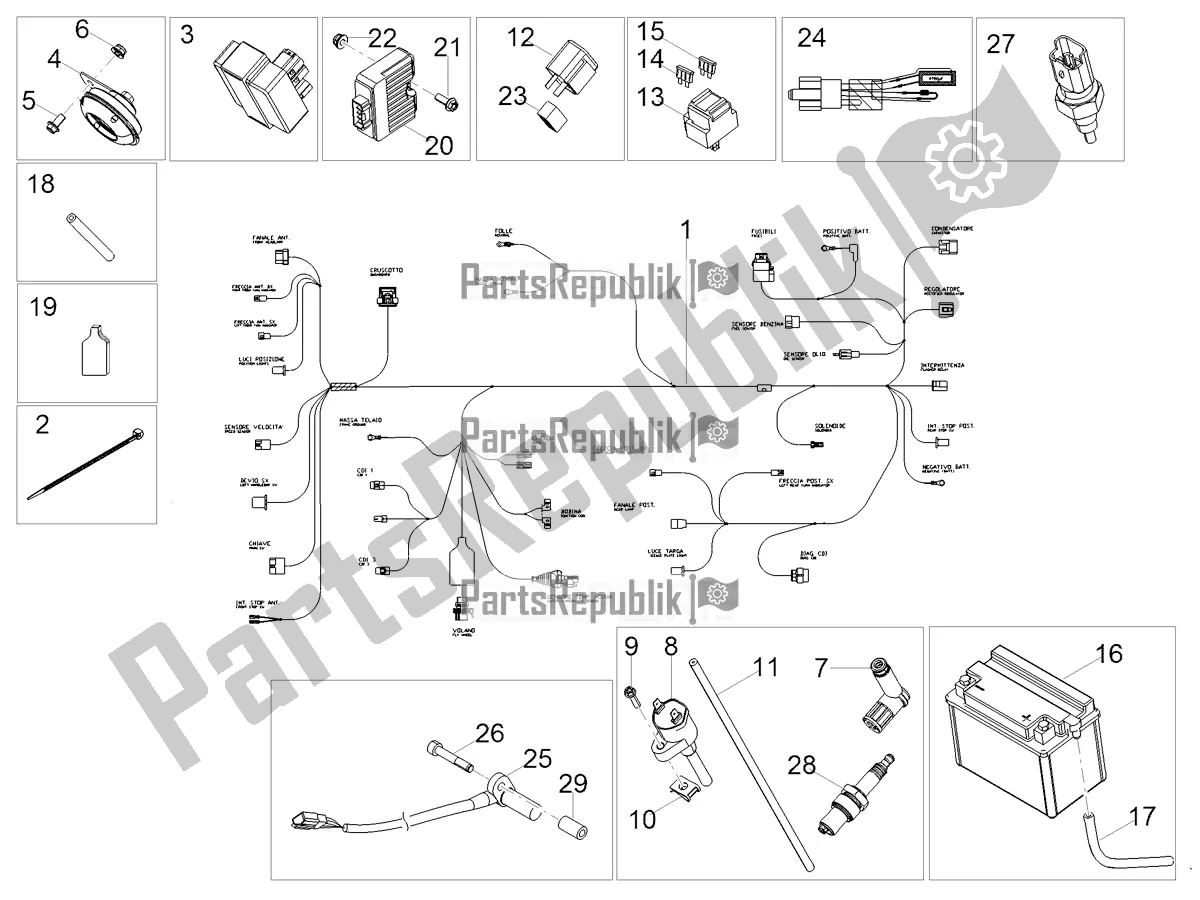 All parts for the Central Electrical System of the Derbi Senda X-treme 50 R 2018