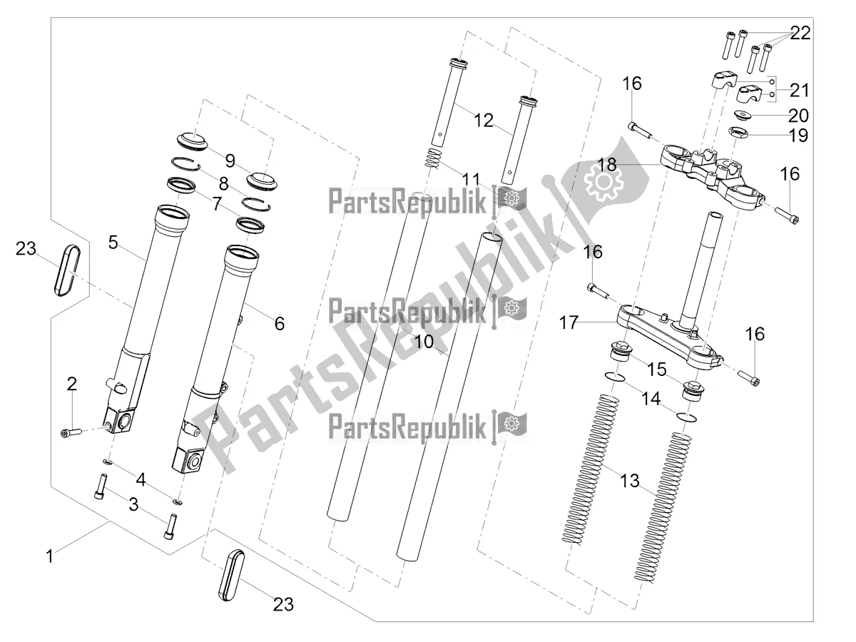 All parts for the Front Fork of the Derbi Senda X-treme 50 R 2018