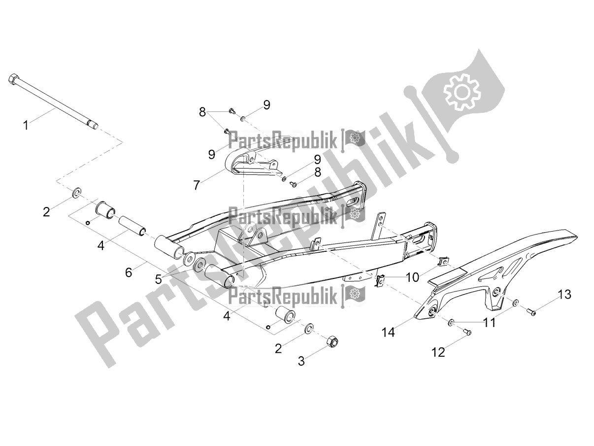 All parts for the Swing Arm of the Derbi Senda X-treme 50 R 2018