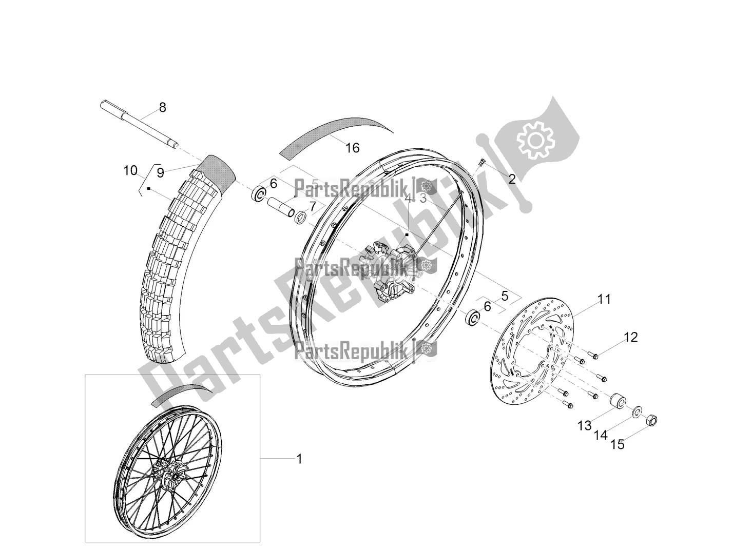 Toutes les pièces pour le Roue Avant du Derbi Senda X-treme 50 R 2019