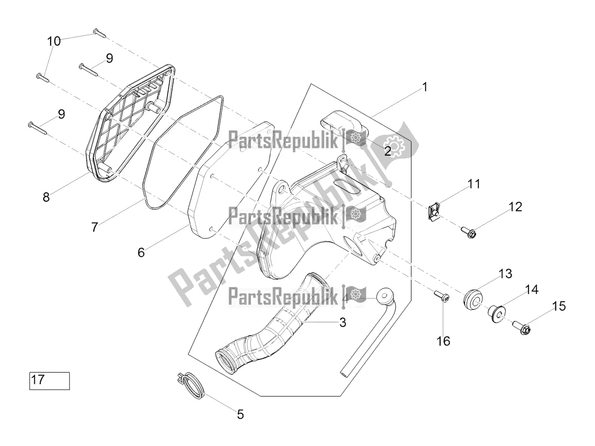 All parts for the Air Box of the Derbi Senda X-treme 50 R 2020