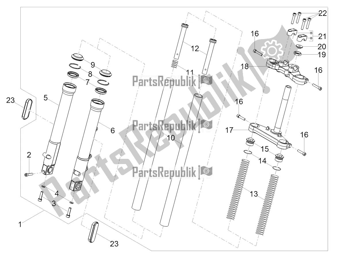 All parts for the Front Fork of the Derbi Senda X-treme 50 R 2020