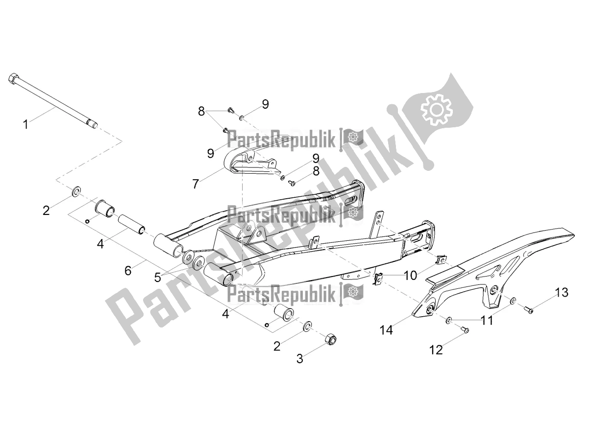 All parts for the Swing Arm of the Derbi Senda X-treme 50 R 2021