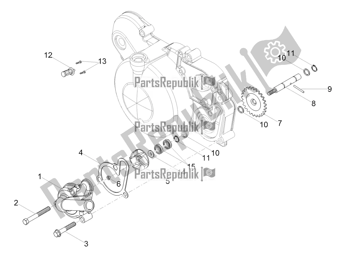 All parts for the Water Pump of the Derbi Senda X-treme 50 R 2021