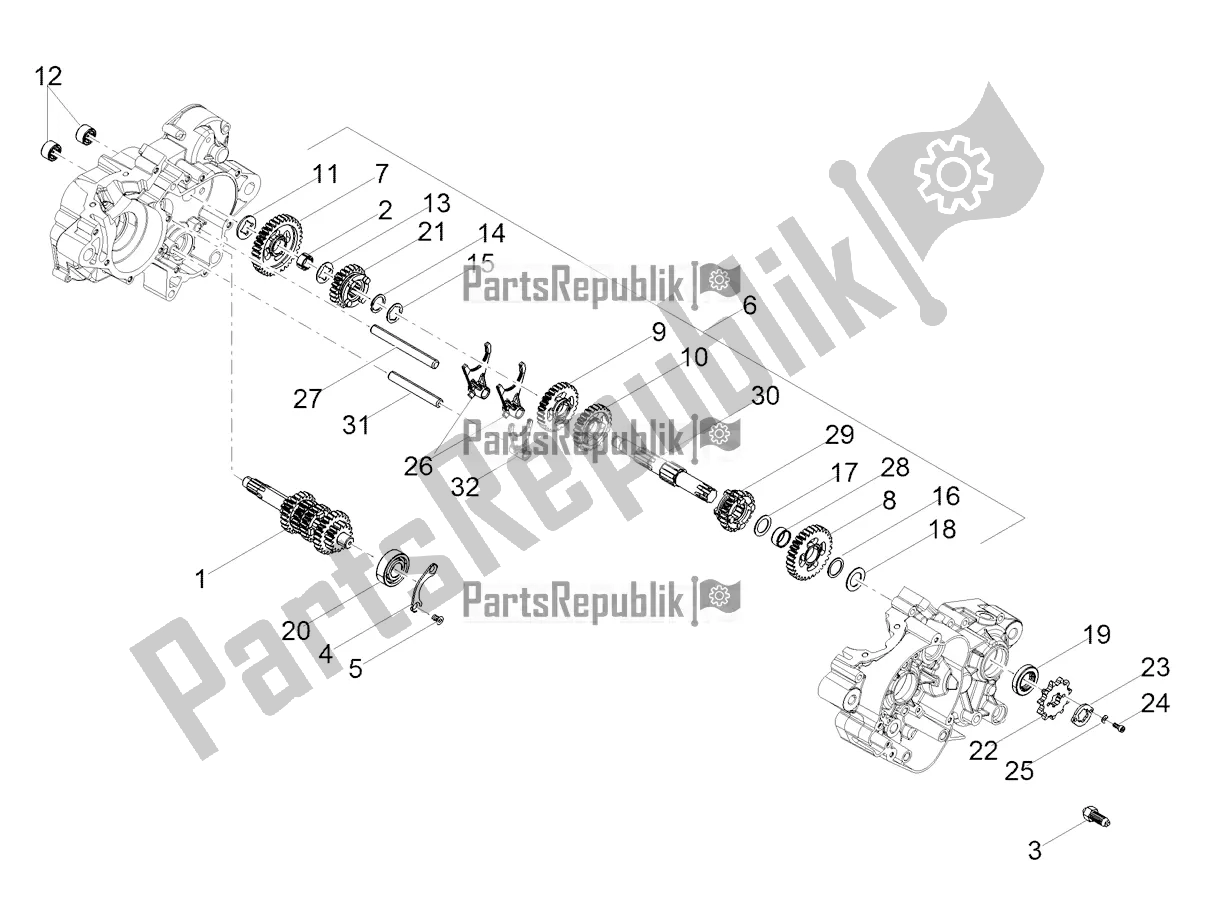 Todas las partes para Caja De Cambios - Conjunto De Engranajes de Derbi Senda X-treme 50 R 2022