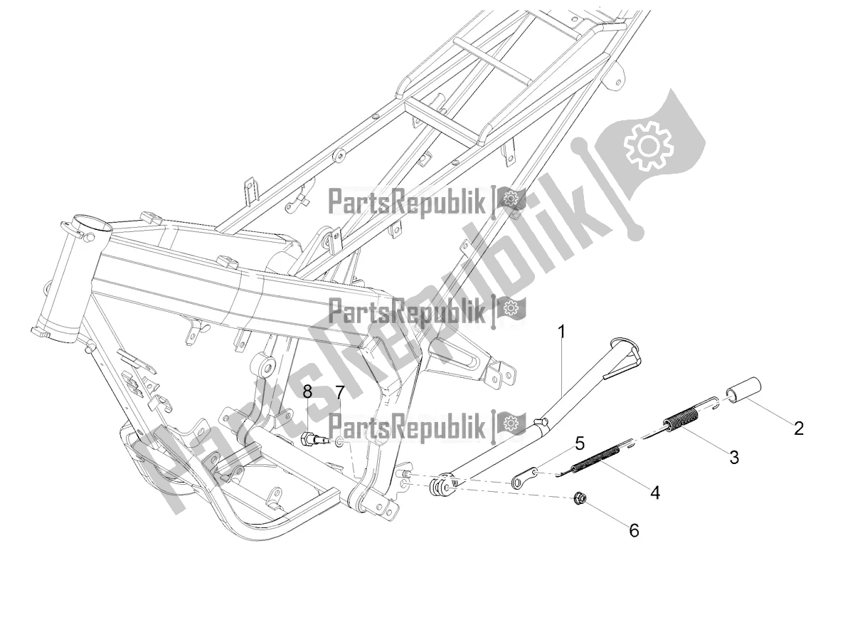 All parts for the Central Stand of the Derbi Senda X-treme 50 SM 2020