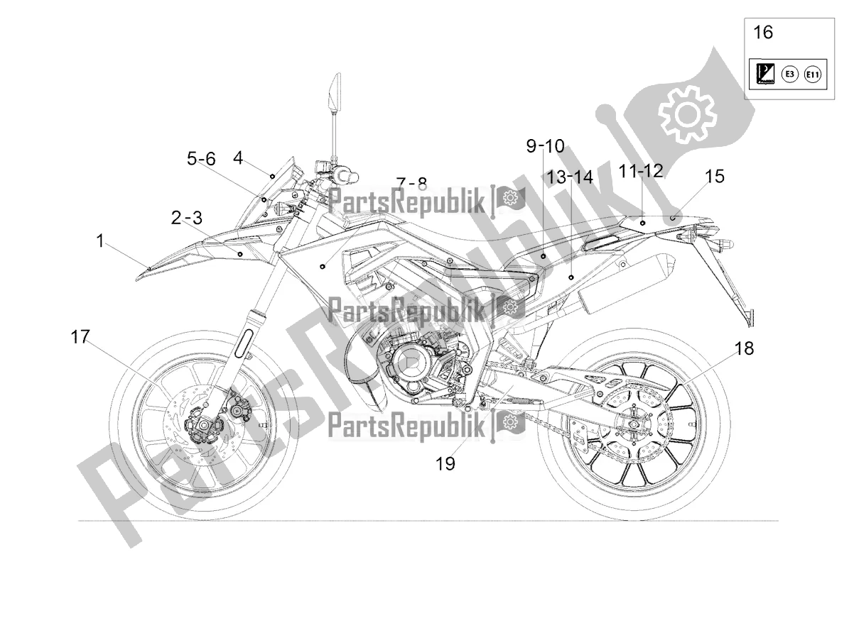 All parts for the Decal of the Derbi Senda X-treme 50 SM 2020