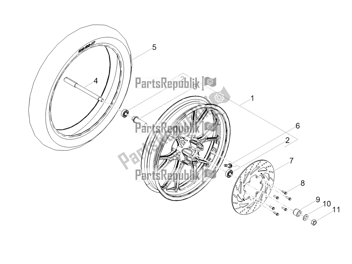 All parts for the Front Wheel of the Derbi Senda X-treme 50 SM 2020