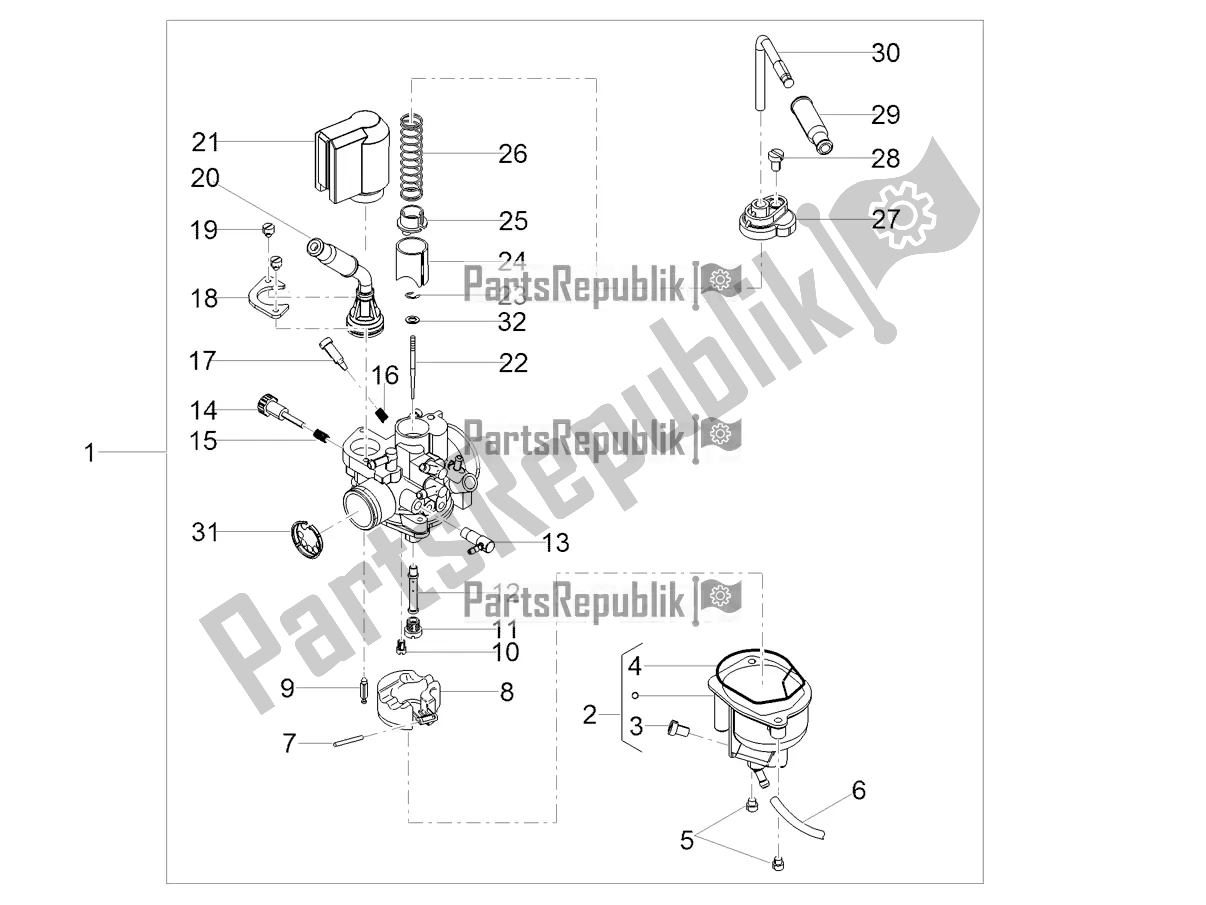 All parts for the Carburettor of the Derbi Senda X-treme 50 SM LOW Seat 2019