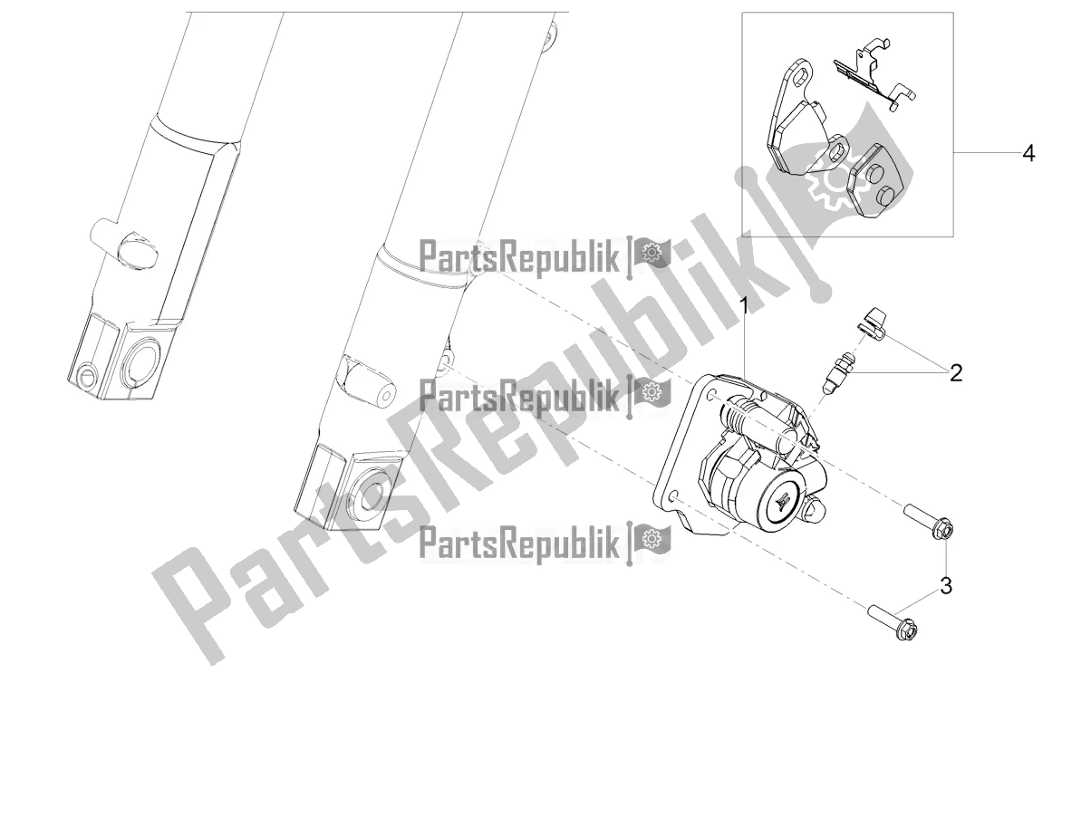 All parts for the Front Brake Caliper of the Derbi Senda X-treme 50 SM LOW Seat 2019